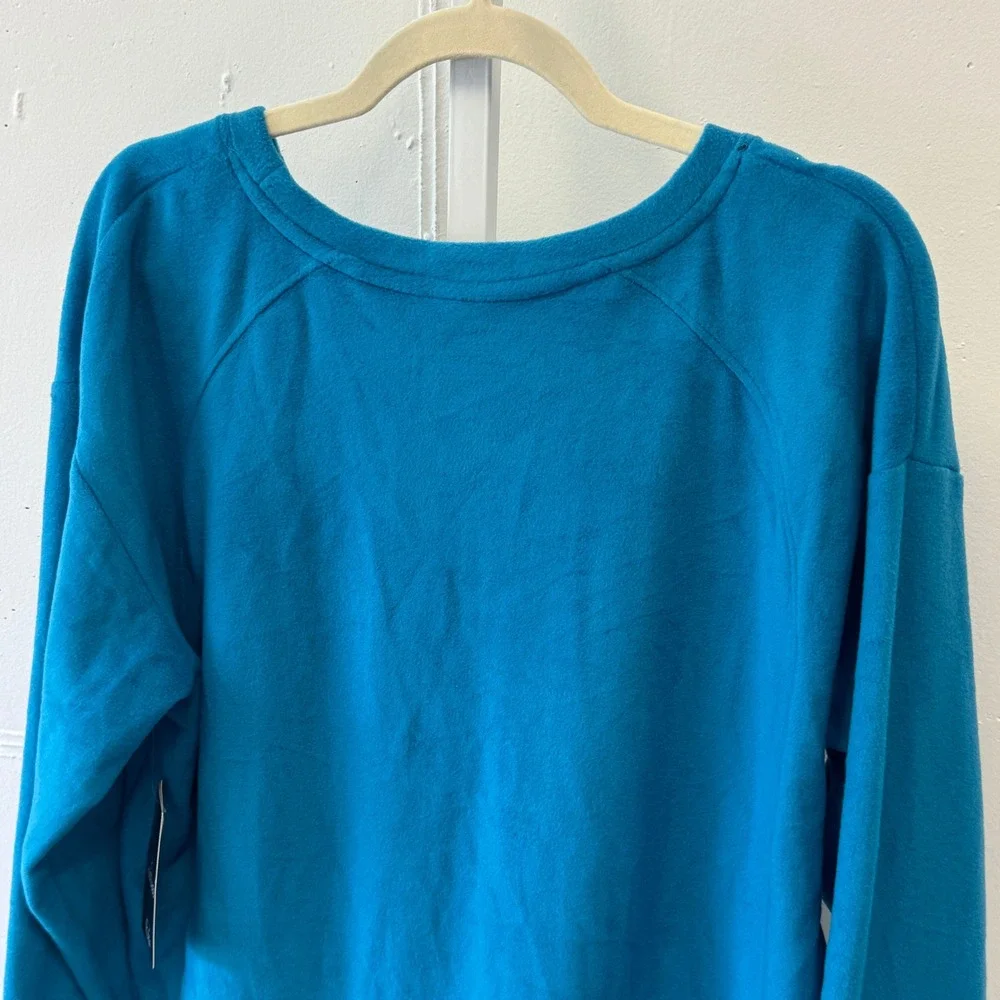 Cuddl Duds Blue Geo Fleece Crewneck Long Sleeve Top CD8824557 Large Loungewear